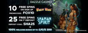 Dazzle Casino: 10 No Deposit Free Spins + 200% Welcome Bonus 2
