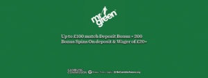 Mr Green Casino: £100 Match Deposit + 200 Bonus Spins 1
