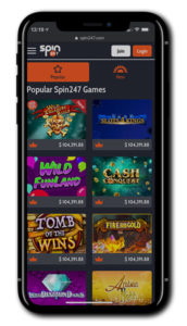 Spin247 Casino Mobile Lobby